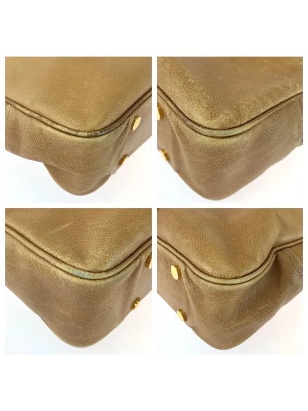 Loewe Gram Beige Gold Leather Business Briefcase
